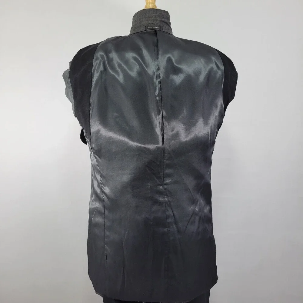 Alfani Men's Sport Coat Blazer Three Button Charcoal Gray‎ Plaid Wool Size 40L